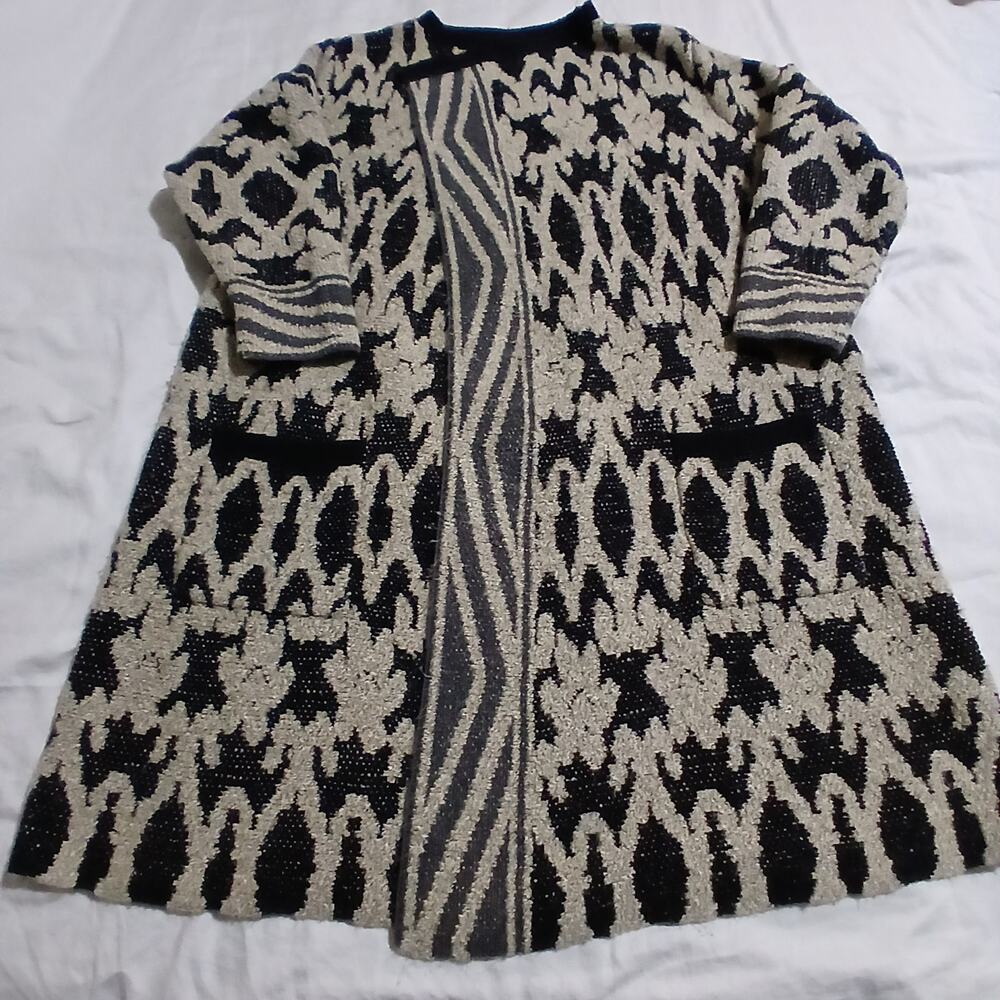 Lucky Brand Black and Cream Cardigan